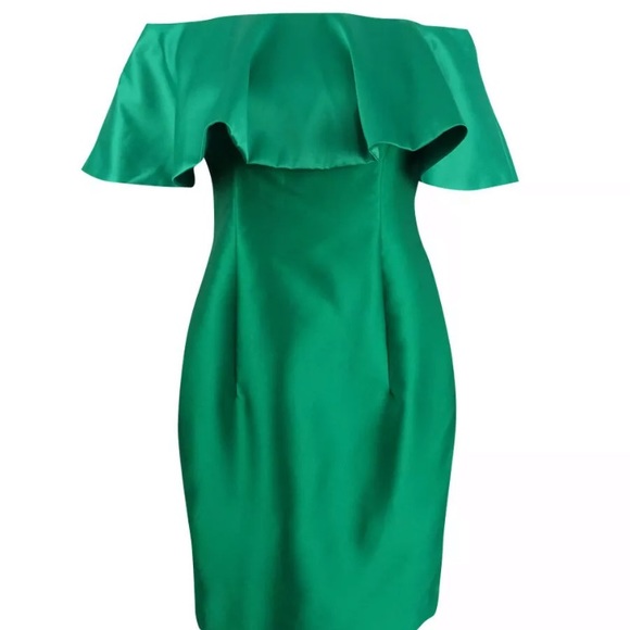 Adriana Papell green off the shoulder ruffle dress - Picture 3 of 7